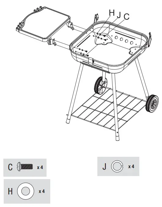 BACKYARD CBC1722W C Outdoor Charcoal Barbecue Grill - Side Shelf