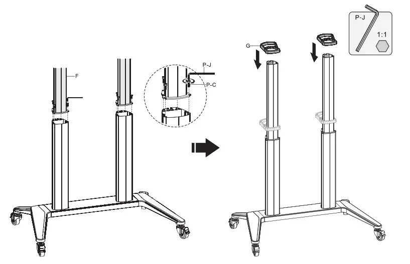 HAGOR 8208 BrackIT Stand HD XX - Assemble of the columns 1