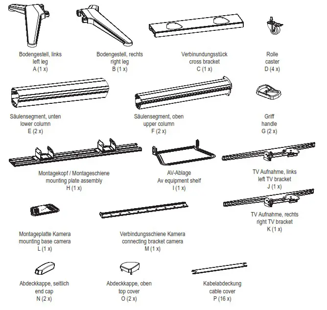 HAGOR 8208 BrackIT Stand HD XX - Component checklist