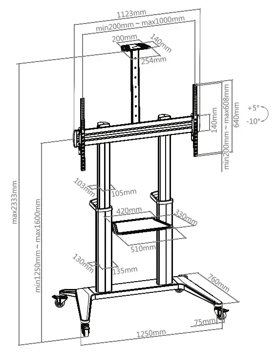 HAGOR 8208 BrackIT Stand HD XX - Dimensions