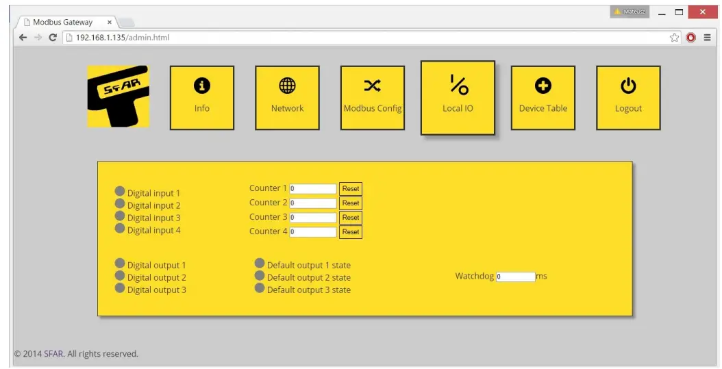aspar RS485 IO MOD-ETH Slim Expansion Module - Device Table