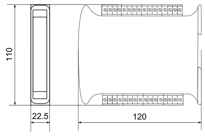 aspar RS485 IO MOD-ETH Slim Expansion Module - Dimensions of the product