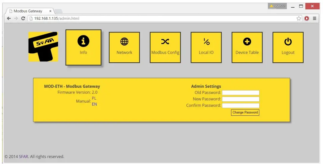 aspar RS485 IO MOD-ETH Slim Expansion Module - Info