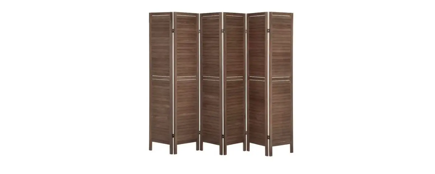 Jaxsunny Hg61e0907 Brown 6 Panel Sycamore Wood Folding Screen Room Instruction Manual