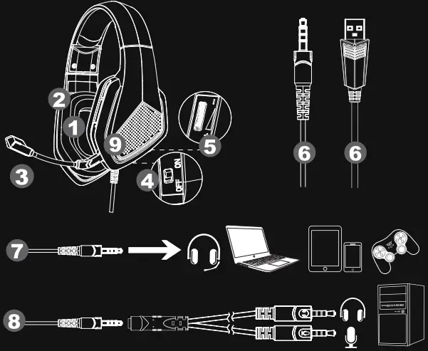 WINGS VADER 200 Wired Gaming Over Ear Headset 2