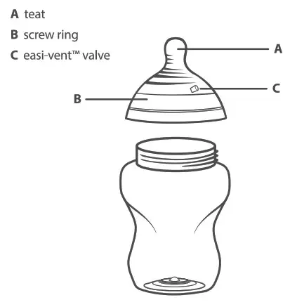 Tommee Tippee Bottle and Teat - Product Assembly