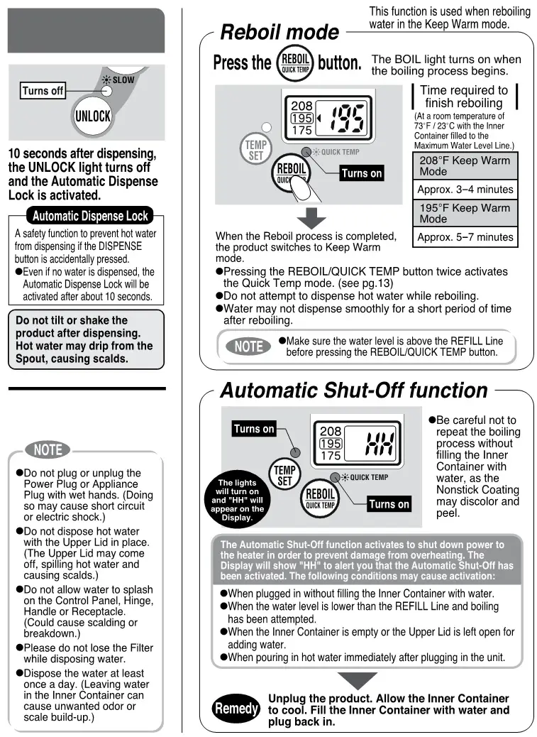 Zojirushi CD-JWC30, CD-JWC40 Micom Water Boiler and Warmer - DISPENSE HOT WATER 2