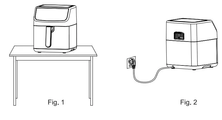 Midea 350102 Air Fryer Instruction Manual - Fig 1,2
