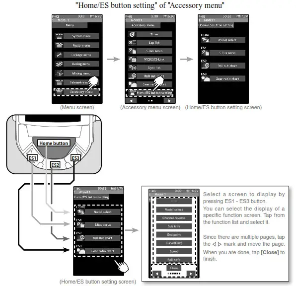 Futaba T10PX Digital Proportional RC- Accessory menu