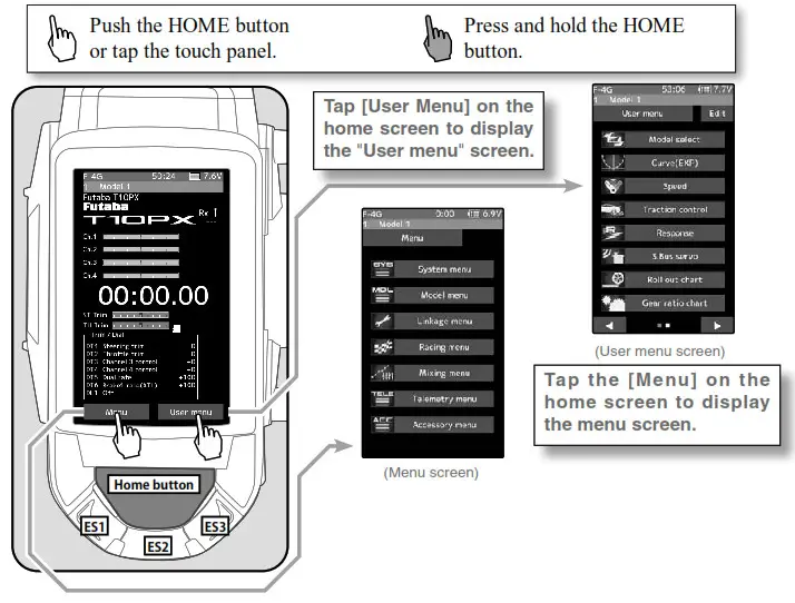 Futaba T10PX Digital Proportional RC- Display Menu Screen