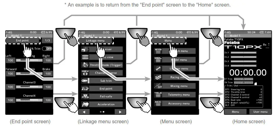 Futaba T10PX Digital Proportional RC- Home screen