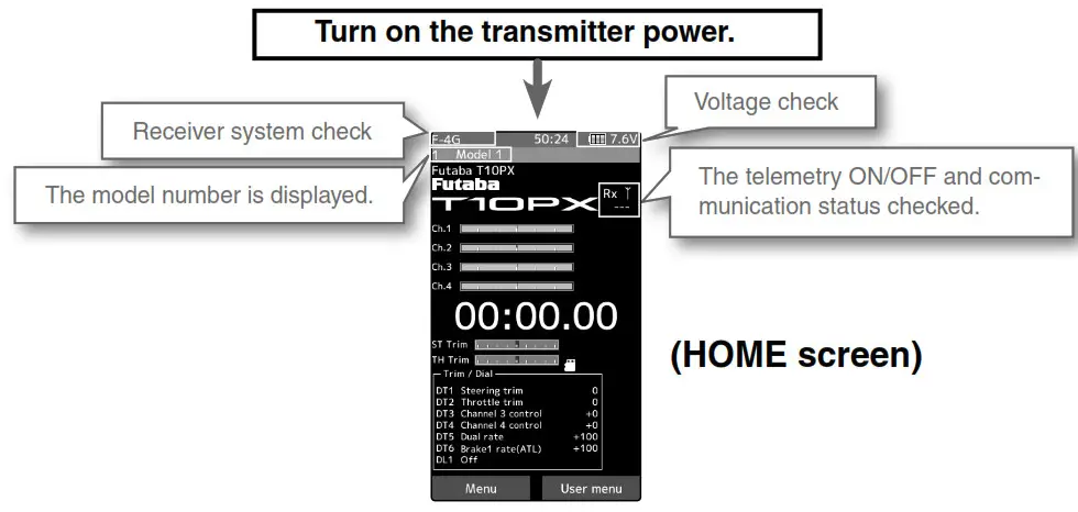 Futaba T10PX Digital Proportional RC- transmitter power