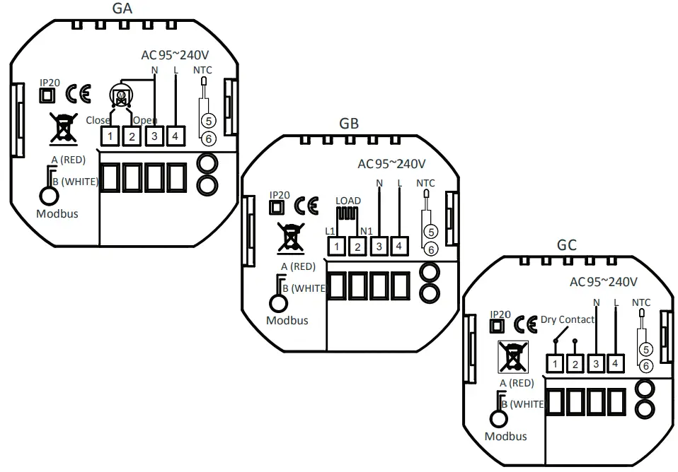 EXPERT4HOUSE BHT 1000 Series Non Wifi Electric Heating 16A Programmable Room Thermostat - WIRING