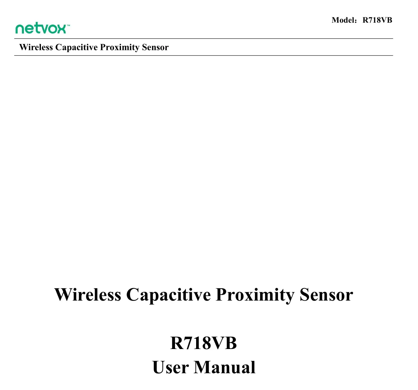 netvox R718VB Wireless Capacitive Proximity Sensor User Manual