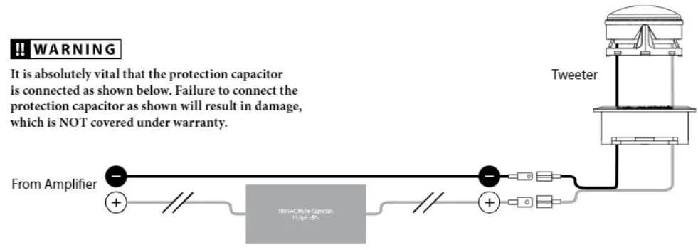 JL AUDIO C5-075ct-SINGLE 0.75-Inch 19 mm Component Tweeter Owner's Manual - Tweeter Protection Capacitor Wiring