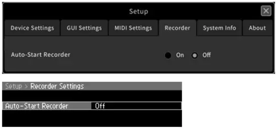 NONLINEAR LABS C15 Sound Synthesizer - Recorder Settings