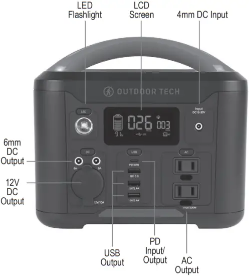 OUTDOOR TECH Grizzly Portable Power Station 296 Wh - Fig 1