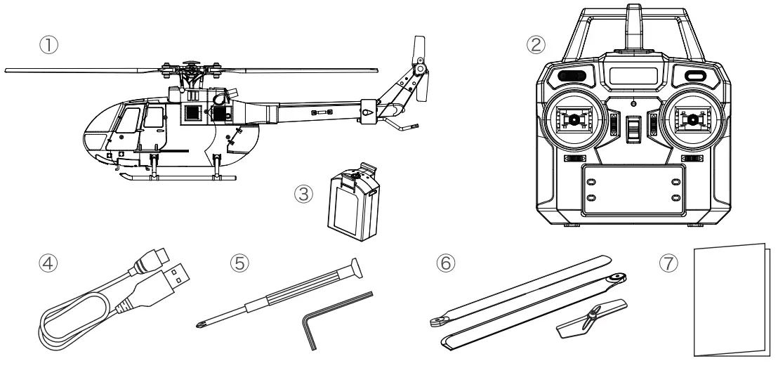 Eachine E120 Axis Flybarless Scale RC Helicopter - Packaging List