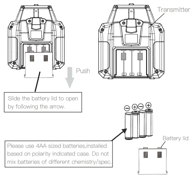 Eachine E120 Axis Flybarless Scale RC Helicopter - remote controller battery