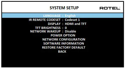 ROTEL RAP 1580MKII Surround Amplified Processor - Miscellaneous Settings