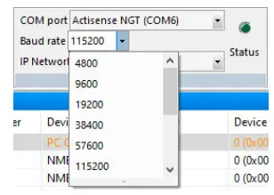 NMEA Actisense Toolkit Software - Baud rate