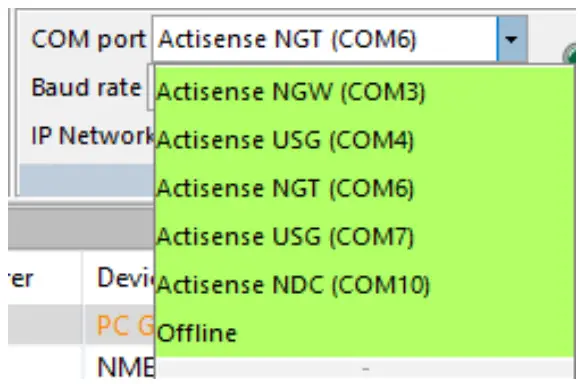 NMEA Actisense Toolkit Software - COM Port