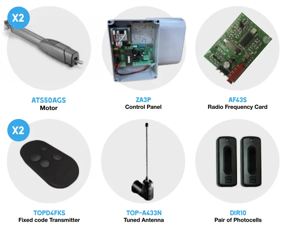 CAME ATS P5 Electric Gate Kit - KIT CONTENTS