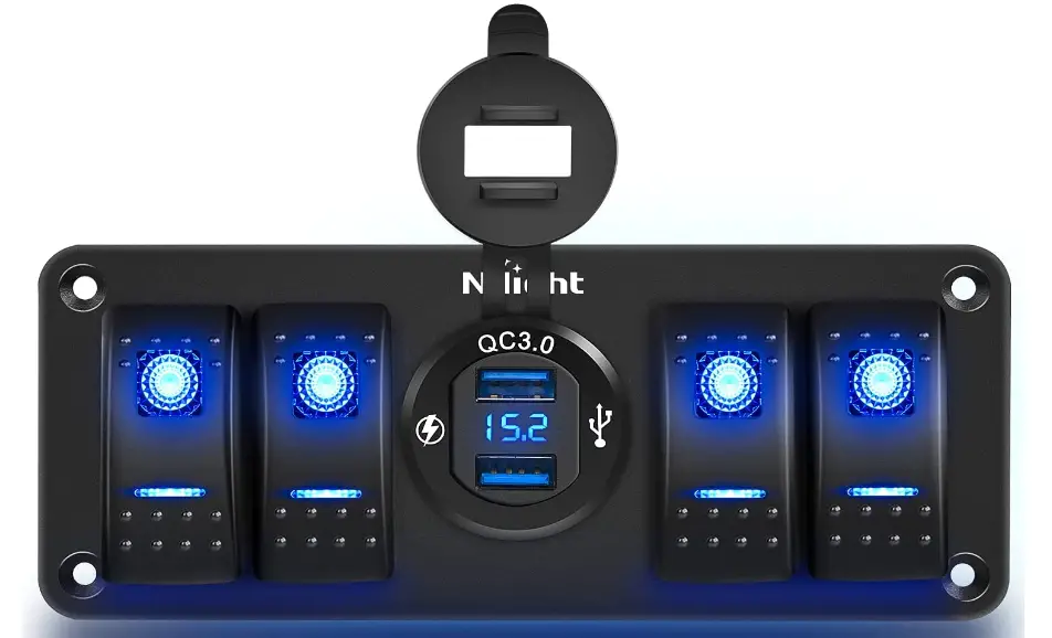 Nilight-‎90119E-Switch-Panel-with-USB-Charger-Voltmeter-Product