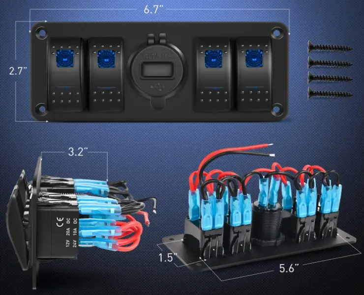 Nilight-‎90119E-Switch-Panel-with-USB-Charger-Voltmeter-fig-1