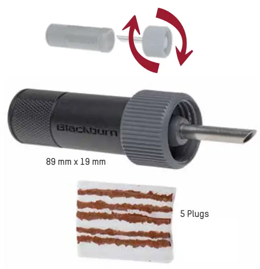 Blackburn 7149599 Mini Plugger Tubeless Tire Repair Kit -