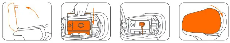 SEAGWAY eMoped C80 Smart Electric Bike User Manual - Put the battery in the vehicle, connect the battery power plug and close the trunk