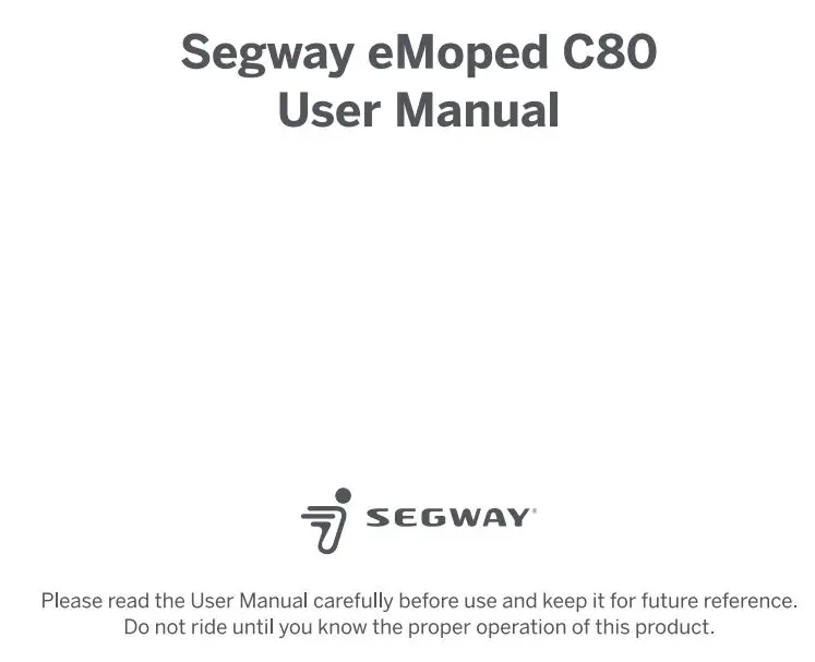 SEAGWAY eMoped C80 Smart Electric Bike User Manual