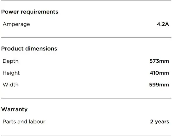 FIG 5 SPECIFICATIONS