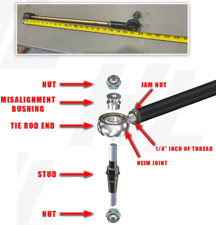 HIGH LIFTER HDAS-P-03 Polaris Ranger 1000 Adjustable Tie Rod - 10