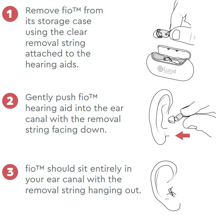 Lucid FIO Premium Rechargeable Otc Hearing Aids Instruction Manual - How to Insert Your fio™ Hearing Aids