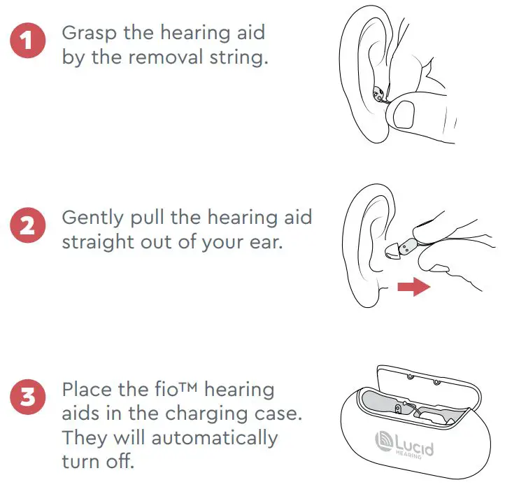 Lucid FIO Premium Rechargeable Otc Hearing Aids Instruction Manual - How to Remove Your fio™ Hearing Aids