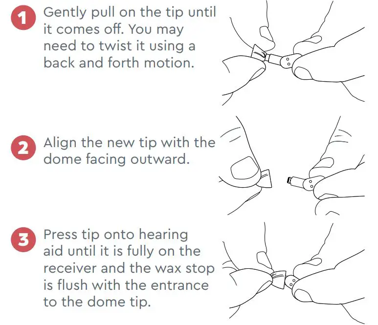 Lucid FIO Premium Rechargeable Otc Hearing Aids Instruction Manual - Replacing the Ear Tips