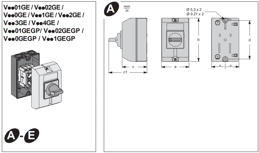 Schneider Electric VC1GUN TeSys Vario Enclosed Emergency Switch Disconnector - fig
