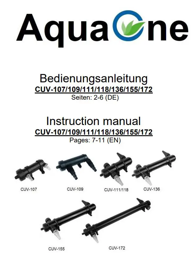 Aqua One CUV-107 Terminator Compact Aquarium Instruction Manual