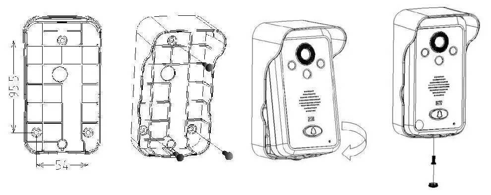 WPS 3.5 inch Wireless Video Door Phone - screw at the bottom