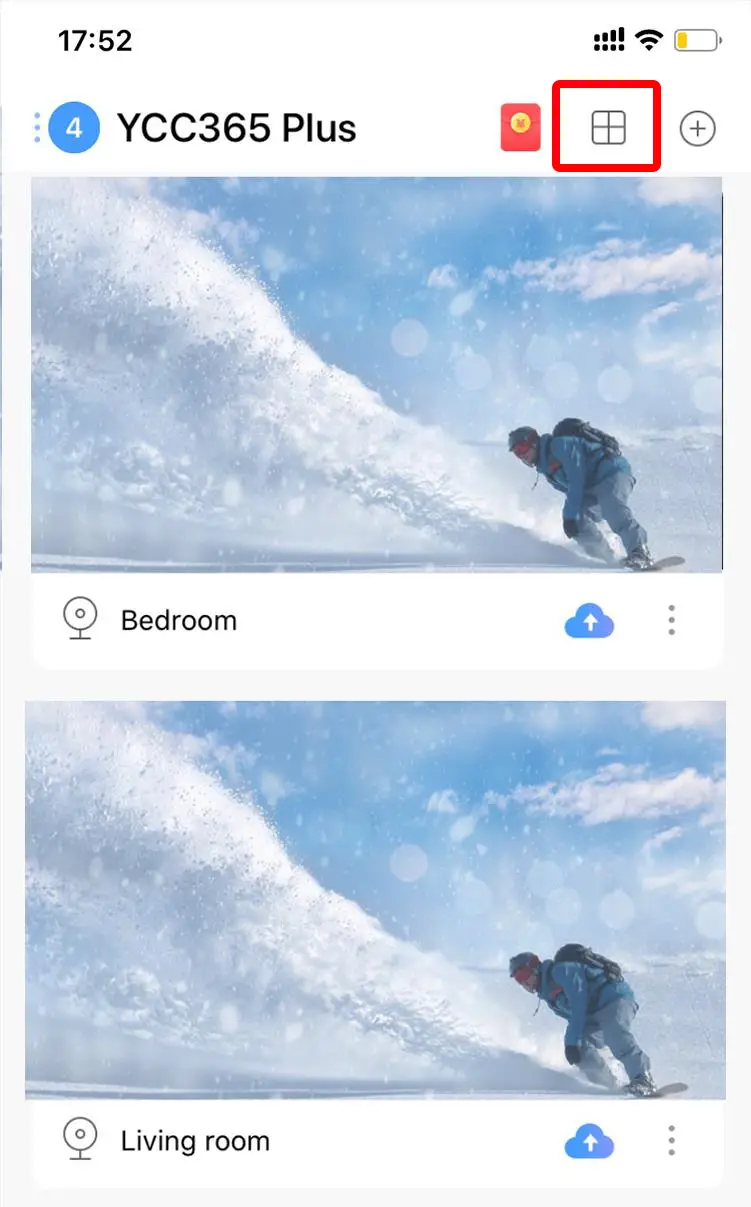 Split screen to watch（Only for multiple equipment under the same account)