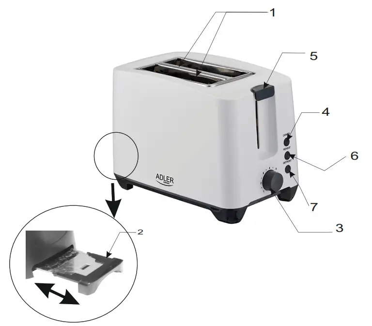 ADLER CR 3216 Toaster 2 slice- 2