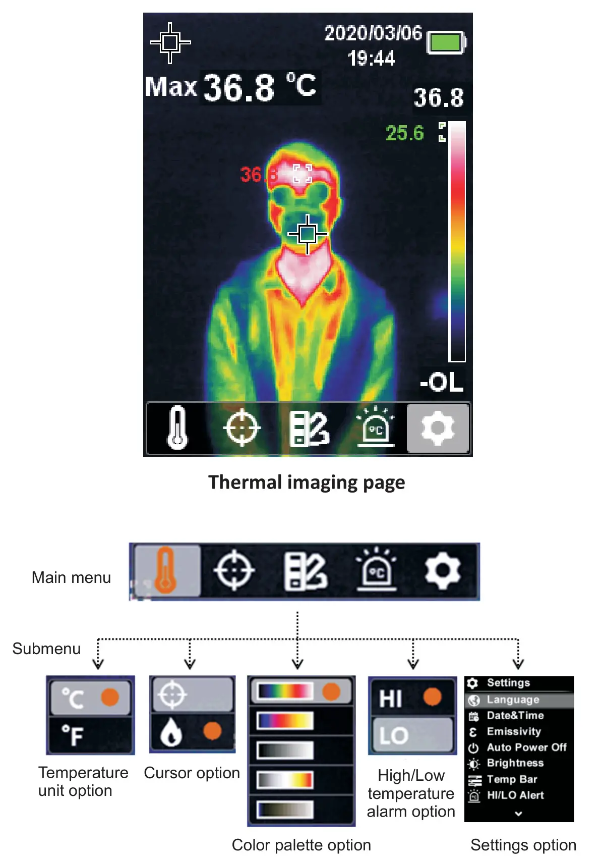 UNI-T UTi85H+ Professional Thermal Imager - Menu Introduction