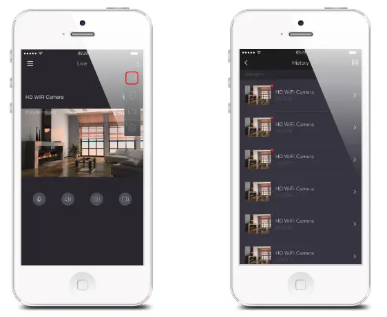 smanos P70 HD WiFi Camera- History Page