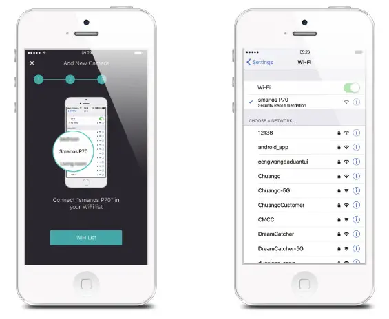 smanos P70 HD WiFi Camera- control center