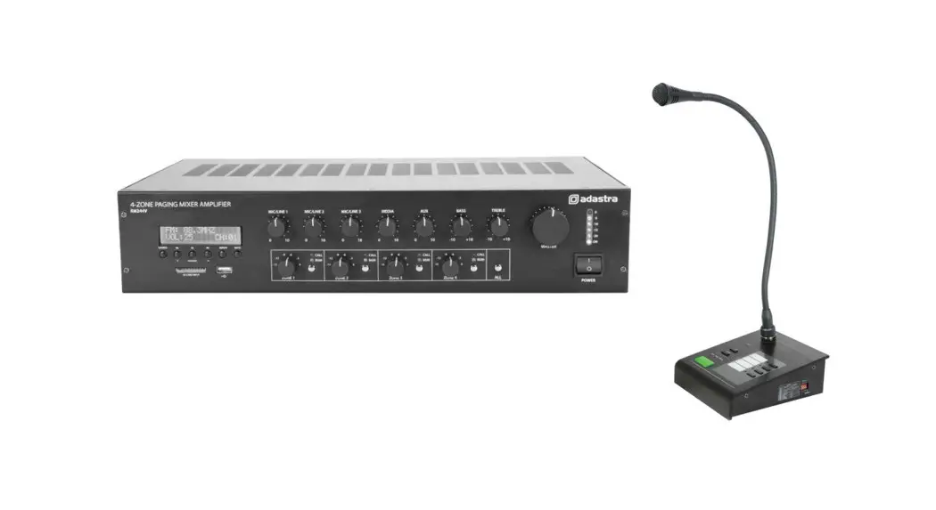 Adastra Rm244v 4 Output 100v Mixer-amp And Call Station User Manual Adastra Rm244v 4 Output 100v Mixer-amp And Call Station User Manual