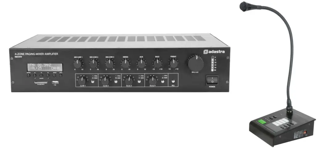 adastra RM244V 4 Output 100V Mixer-Amp and Call Station