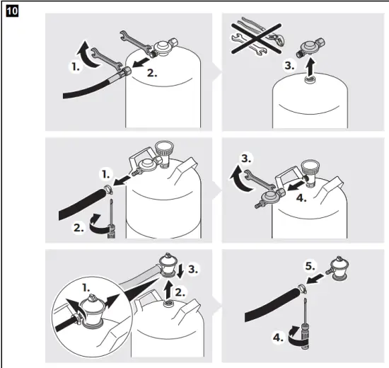 Disconnecting the device from the gas container