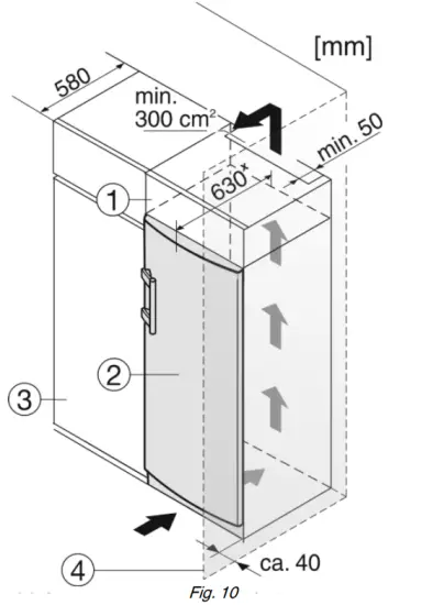 LIEBHERR K 2340 Comfort refrigerator - Insertion into a row of kitchen units