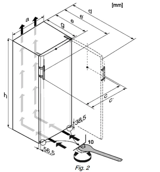LIEBHERR K 2340 Comfort refrigerator - Installation dimensions